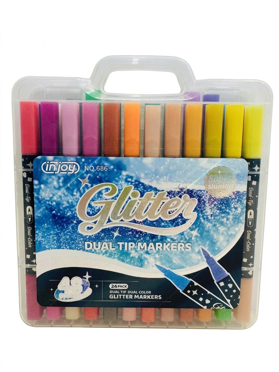 RUBAIRD GLITTERS MARKERS DUAL TIP 12PCS