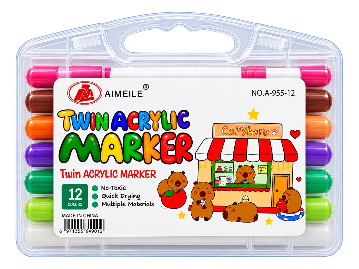 ACRALIC MARKERS DUAL TIP  A955-12 PCS