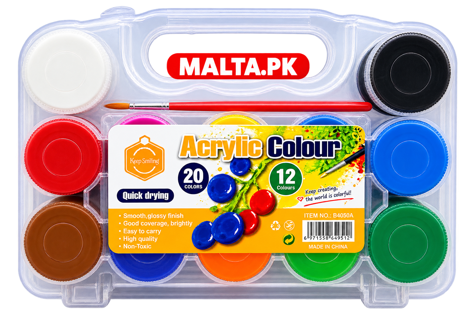 ACRALIC PAINT COLOR JAR B4050A-12PCS
