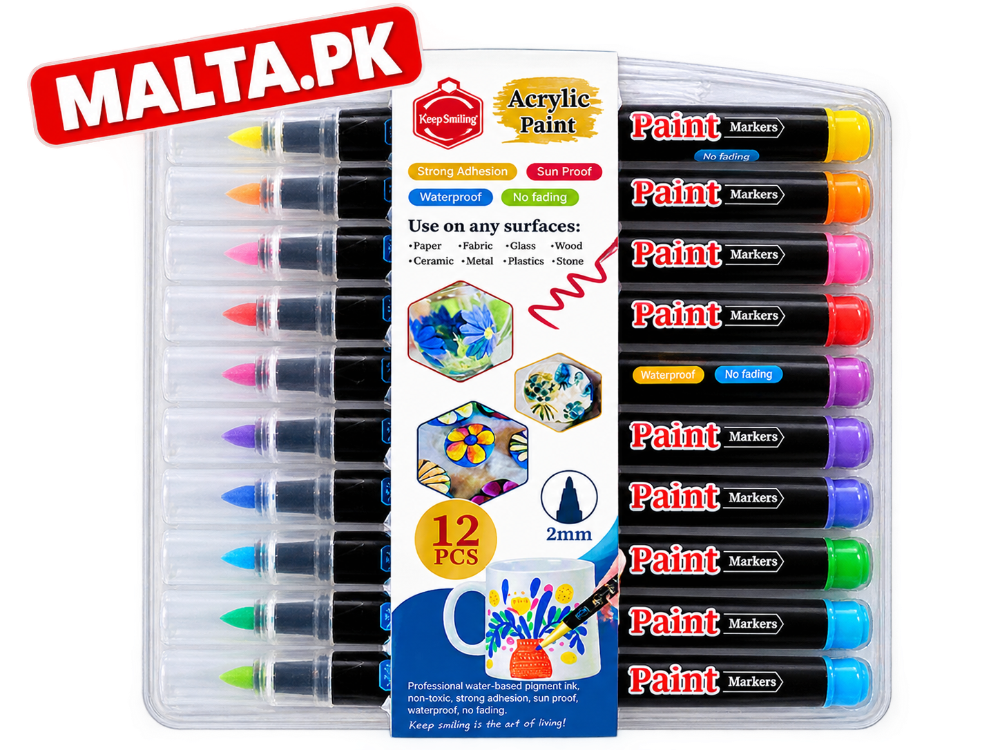 ACRALIC PAINT MARKERS KEEPSMILING APM-12PCS